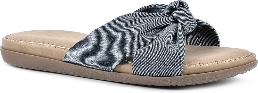 Cliffs By White Mountain Women's Favorite Slide on Sandals, Denim Blue Size 8M